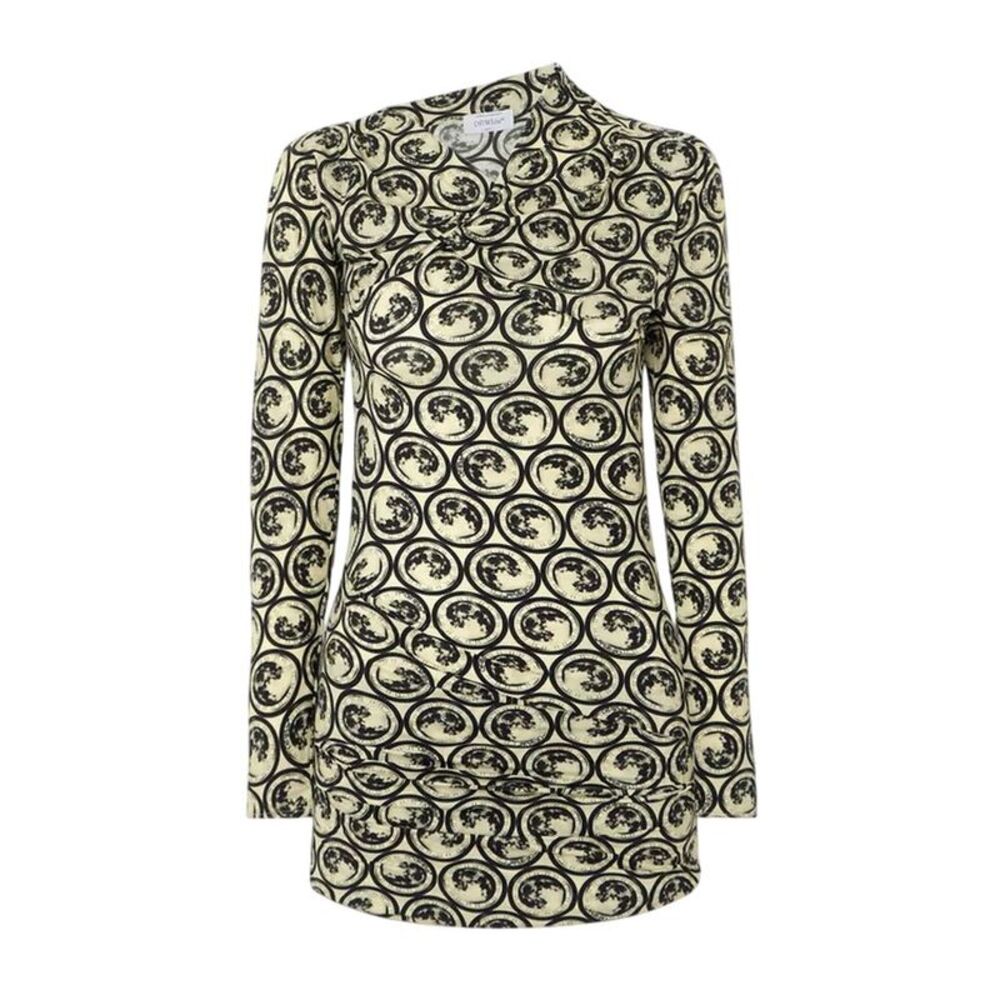 Off White Womens/Ladies All-Over Print Mini Dress / White/Black Print